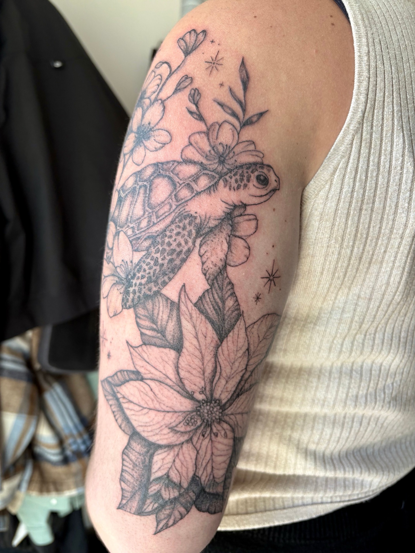 Fine line florale — ventre